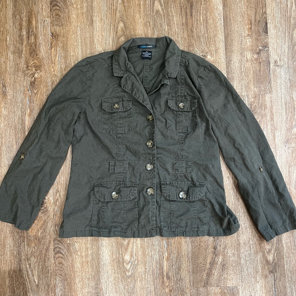 French Cuff Dark Olive Utility Jacket